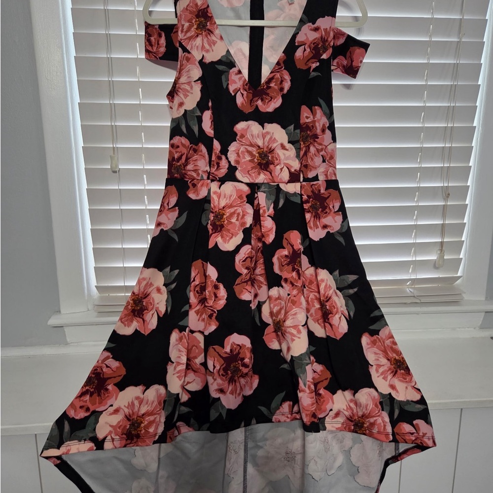 Charlotte Russe Black Dress with Pink Floral Design